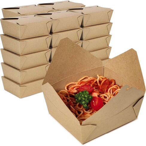 Fit Fit Meal Prep 50 Pack 48 Oz يمكن التخلص منها ، قم بإخراج حاويات ورقة كرافت قابلة للميكروويف للذهاب إلى صناديق الطعام لتناول الحاويات. in Kuwait