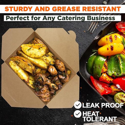 Fit Fit Meal Prep 50 Pack 48 Oz يمكن التخلص منها ، قم بإخراج حاويات ورقة كرافت قابلة للميكروويف للذهاب إلى صناديق الطعام لتناول الحاويات. in Kuwait