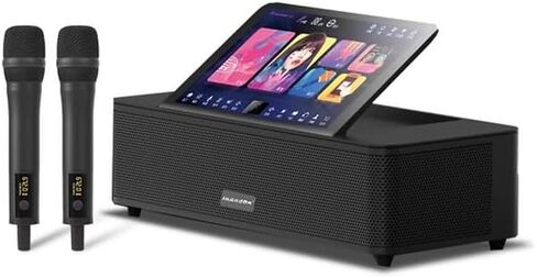 2026 KV-S6 All-in-One Complete Soundbar System with 2 Wireless Microphones, Chinese Karaoke Player, 14" HD Touchscreen, High Speed 650K Cloud Song Download and YouTube (Black) in Saudi Arabia
