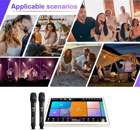 2025 New Inandonkod Karaoke Machine,18.5 Inch Touch Screen Phone App Control,Free Cloud Download Songs,with Two Wireless Microphones, Chinese Karaoke Player,YouTube APP Online Play(6T,White) in Kuwait