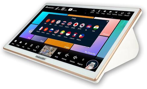 2025 New Inandonkod Karaoke Machine,18.5 Inch Touch Screen Phone App Control,Free Cloud Download Songs,with Two Wireless Microphones, Chinese Karaoke Player,YouTube APP Online Play(6T,White) in Kuwait