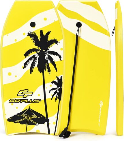Goplus bodyboard for Beach ، 33/37/41 بوصة لوحة جسم خفيفة الوزن مع مقود الرسغ ، EPS Core ، Deck XPE ، قاع Slick HDPE ، ركوب الأمواج للأطفال المراهقين البالغين. in Kuwait