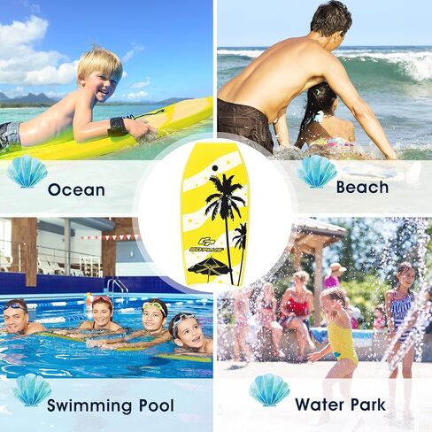 Goplus bodyboard for Beach ، 33/37/41 بوصة لوحة جسم خفيفة الوزن مع مقود الرسغ ، EPS Core ، Deck XPE ، قاع Slick HDPE ، ركوب الأمواج للأطفال المراهقين البالغين. in Kuwait