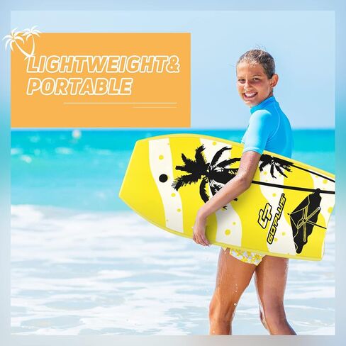 Goplus bodyboard for Beach ، 33/37/41 بوصة لوحة جسم خفيفة الوزن مع مقود الرسغ ، EPS Core ، Deck XPE ، قاع Slick HDPE ، ركوب الأمواج للأطفال المراهقين البالغين. in Kuwait