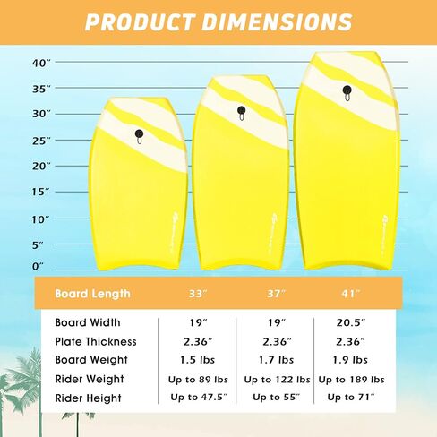Goplus bodyboard for Beach ، 33/37/41 بوصة لوحة جسم خفيفة الوزن مع مقود الرسغ ، EPS Core ، Deck XPE ، قاع Slick HDPE ، ركوب الأمواج للأطفال المراهقين البالغين. in Kuwait