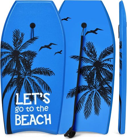 Goplus bodyboard for Beach ، 33/37/41 بوصة لوحة جسم خفيفة الوزن مع مقود الرسغ ، EPS Core ، Deck XPE ، قاع Slick HDPE ، ركوب الأمواج للأطفال المراهقين البالغين. in Saudi Arabia