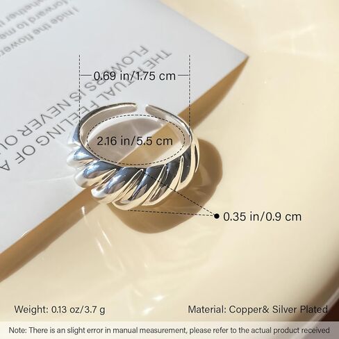 Handmade 925 Sterling Silver Rings For Women Wide Hammered Rings Chunky Wide Band Ring Adjustable Thumb Rings Boho Vintage Statement Rings For Women Men Jewelry Gifts for Birthday in Saudi Arabia