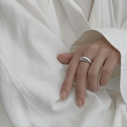 Handmade 925 Sterling Silver Rings For Women Wide Hammered Rings Chunky Wide Band Ring Adjustable Thumb Rings Boho Vintage Statement Rings For Women Men Jewelry Gifts for Birthday in Saudi Arabia