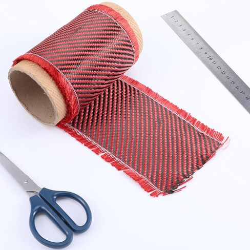 9.8 أقدام × 4 بوصات ورقة ألياف ألياف الكربون الأحمر 2x2 Twill نسج 3K/ 200G لفة قطعة قماش ألياف الكربون الاصطناعية النقية للتعزيز الهيكلي على الجدران الخرسانية ، الطوابق السفلية ، القوارب in Kuwait