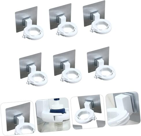 iplusmile 6pcs Shower Gel Bottle Hanging Rings Self Adhesive Wall Suction Holders Adjustable Non Punching Bottle Holders for Bathroom Storage Space Saving Organizers in Saudi Arabia