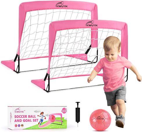 4pcs أهداف كرة القدم حدد 2pcs كرة القدم Nets 2x1.5ft 1pcs الكرة 1pcs ضخ شبكات كرة القدم الداخلية للأطفال مع حجم 2 كرة كرة القدم الصغ in Kuwait