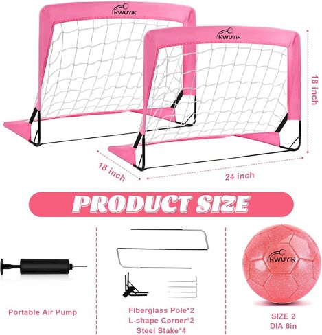 4pcs أهداف كرة القدم حدد 2pcs كرة القدم Nets 2x1.5ft 1pcs الكرة 1pcs ضخ شبكات كرة القدم الداخلية للأطفال مع حجم 2 كرة كرة القدم الصغ in Kuwait