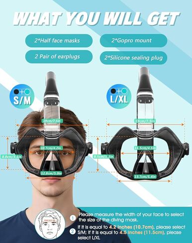 Greatever Half Face Diving Mask, Innovative with Nose Breathing, Comfortable & Breathable Fit,Detachable Breathing Tube,and Home Water Sports in Saudi Arabia