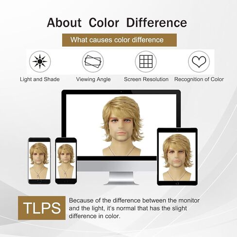 البني البني بني قصير الطبقات الطبيعية متموجة متموجة مقاومة للحرارة شعر مستعار الذكور الرجل اليومية حفلة الهالوين in Kuwait