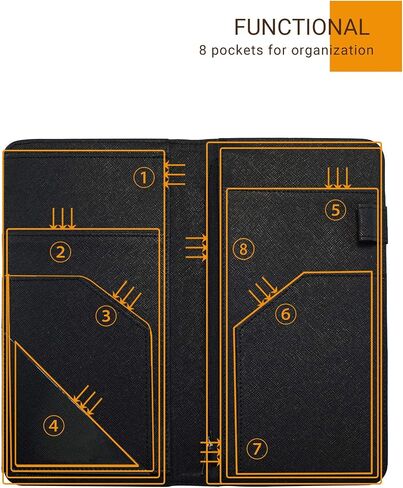 Server Book with Zipper and Magnetic Pocket Waitress Book Waiter Book Wallet Restaurant Waitstaff Organizer Fit Server Apron with Money Pocket 4.7" X 9" (Big Capacity with Magnetic Closure) in Kuwait