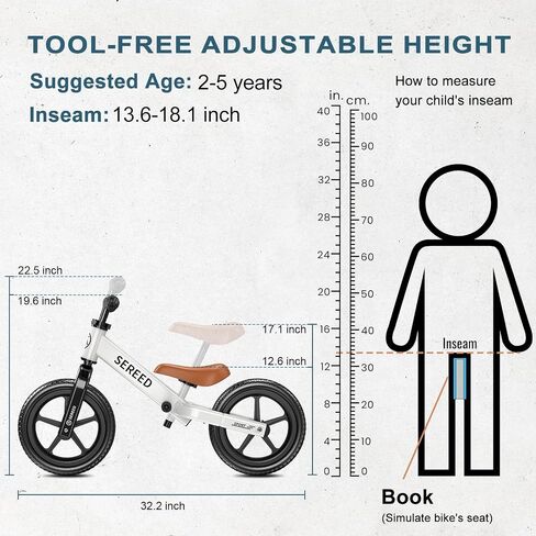 SEREED Toddler Balance Bike 2 Year Old, Gift for 2-3 Boys Girls, Adjustable in Saudi Arabia