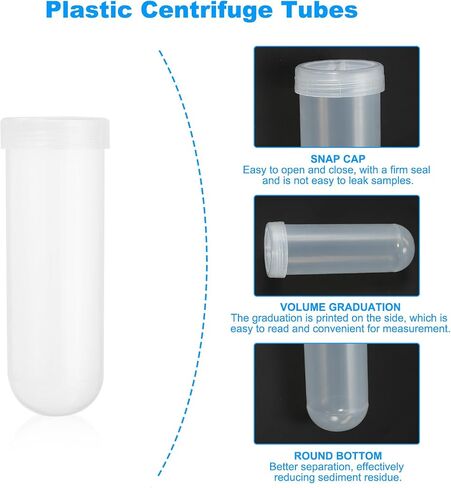 PATIKIL 100ML Plastic Centrifuge Tubes, 10 Pcs Round Bottom Centrifuge Tube with Screw Caps and Graduated Marks Writing Area for Laboratory Liquid, Clear in Saudi Arabia