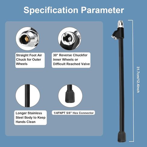 GODESON Tire Chucks, 6.4" Dual Head Air Chucks, 1/4" FNPT 2-Way Connect, Close Flow, Suitable for Trucks, Bicycles, Motorbikes, and Cars (Pack of 2) in Saudi Arabia