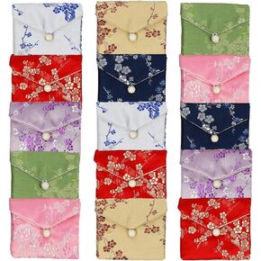 MorTime 15 Pack Jewelry Silk Purse Pouch Gift Bags for Women Rings Earrings Necklaces, Multiple Colors Jewelry Bags with Zipper, 4×3.15 in, Medium