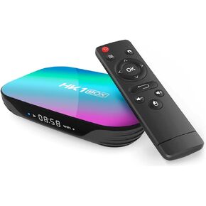 Android 9.0 TV Box 4GB RAM/32GB ROM Amlogic S905X3 64bit Quad Core Cortex A55 CPU G31 MP2 GPU 2.4G/5G Dual-Band WiFi 1000 DLAN Support BT Smart TV Box - Model No.: HK1 Box 4GB 32GB