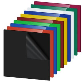 10Pcs Cast Acrylic Sheet,Colored Acrylic Sheet Plastic Sheet 12 x 12 Inch (.118" Thick) for Signs,for Glass Engraving Signs DIY,Display Projects DIY,No Transparent