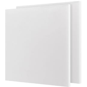 2 Pack 12 x 12 Inch UHMW Polyethylene Sheets, 1/2 Inch Thick Ultra High Molecular Weight Opaque White Plastic Sheet for Home, Industrial, Automobile, Impact Resistant