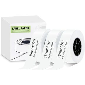 HP4 Label Maker Tape - Black on White Sticker Thermal Paper Self-Adhesive Label Tape,7 x15 mm, 3-Roll, Labels for Home Office School Organization