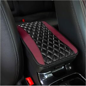 Car Center Console Cushion Pad, Universal Leather Waterproof Armrest Seat Box Cover Protector,Comfortable Car Decor Accessories Fit for Most Cars, Vehicles, SUVs (Red)
