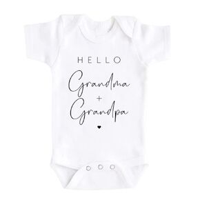 Hello Grandma And Grandpa Baby Announcement Onesie, Cute Pregnancy Announcement Gifts For Grandparents, Surprise Baby Reveal Ideas Grandma And Grandpa To Be.