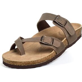 FITORY Womens Leather Slide Sandals with Comfort Cork Footbed Size 6-11