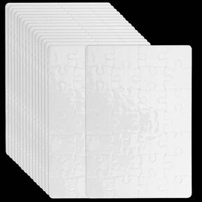JAPCHET 30 Sets 7.9 x 5.8 Inches Sublimation Puzzle Blanks, 600 Pieces White Blank Sublimation Jigsaw Puzzles, DIY Custom Puzzle for Heat Press Thermal Transfer, Printing and Craft