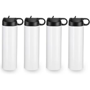 OFFNOVA 8 Pack Sublimation Water Bottle Blanks, 20 oz Sublimation Tumblers Bulk Stainless Steel Sports Water Bottles for Tumbler Heat Press Sublimation Printing