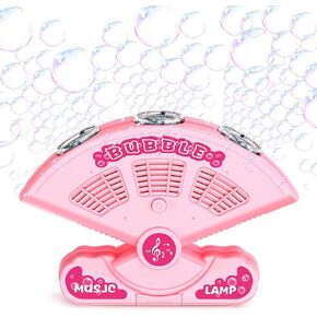 Bubble Machine-Automatic Fan-Shaped Bubble Blower Machine-10,000 Bubble Per Min Bubbles Maker for Kids,Portable Bubble Maker Toys for Outdoor,Wedding,Party,Birthday-Pink