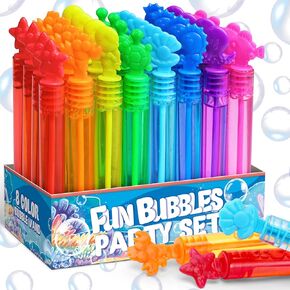 32 Pcs Bubbles for Sea Party Favor, 8 Style Mini Bubble Wands for Kids Toddler with Display Box, Mermaid Birthday Party Supplies, Goody Bag Filler, School Classroom Prizes, Summer Outdoor Gifts Toy