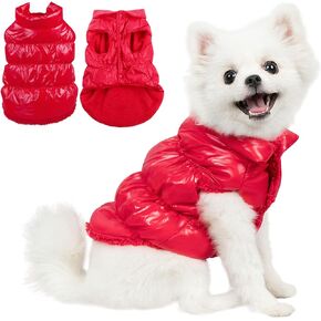 AOFITEE معطف الكلب، سترة الكلب للماء، معاطف الشتاء الكلب للكلاب الصغيرة، الصوف الكلب Snowsuit الدافئة سترة منتفخة الكلب، سترة الشتاء الحيوانات الأليفة مريحة، الكلب معاطف الطقس البارد للكلاب المتوسطة الصغيرة، الوردي، S