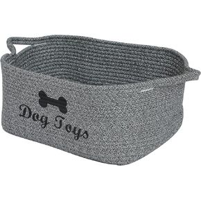 Geyecete Weave Rope Storage Basket Natural Weave Rope Clutter Organizer Toy Chest Pet Toy Box Dog Storage Basket Basket Dog Toy Storage Basket-Beige