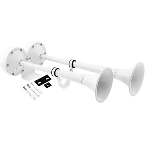Vixen Horns Loud Powerful Dual Stainless Steel Trumpets Marine Electric Train Horn for Boats/RV/Trucks 12V Black VXH2112MAR-B
