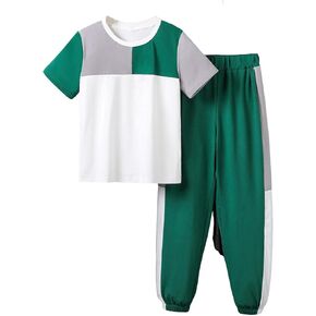 COZYEASE Boys' Colorblock Short Sleeve Round Neck T Shirt and Elastic Waist Sweatpants Set Casual Outfits