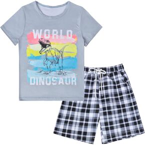 Boys 2 Piece Outfits Hawaiian Shorts Sets Summer Short Clothing Sets T-Shirt and Shorts Set Beach Outfits