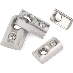 2020 Series M5 T Slot Half Round Nuts Roll-in Spring Ball Loaded Elastic Nuts Carbon Steel for European Standard 2020 Series Aluminum Extrusion Profile Rail with 6mm Slot for 3D Printer(M5,20 Pcs)