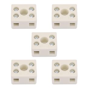 2 Way Ceramics Terminal Blocks, 5Pcs 10A 250V 5 Hole High Temp Porcelain Ceramic Connectors for Electrical Wire Cable