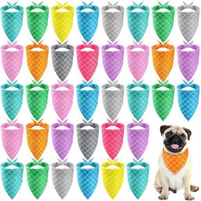 Frienda 20 Pieces Point Adjustable and Washable Dog Bandana Triangle Scarf Kerchiefs Dog Bib Accessories for Small to Puppy Cat(Plaid)
