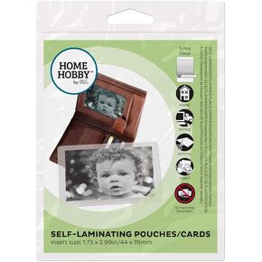 Home & Hobby HomeHobby by 3L Self Laminating Pouches, 1-3/4" X 3", 5-Pack, Transparent