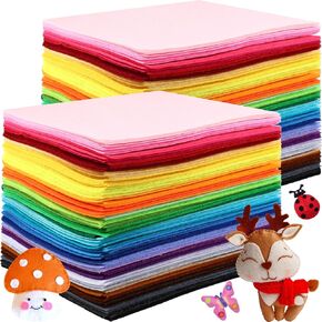 Moukeren 460 Pcs Felt Squares Bulk Sheets for Crafts Multipack Felt Fabric Rainbow Assorted Colors Bulk Square for Crafts Sewing Patchwork DIY Crafting Projects (4 x 4 Inch)
