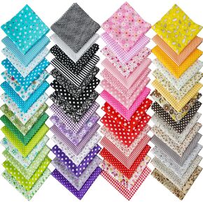 Misscrafts 56 قطعة من نسيج اللحف 100% قطن حزمة نسيج حرفية 10 × 10 بوصة مربعات دهنية متعددة الألوان لخياطة القصاصات بنفسك