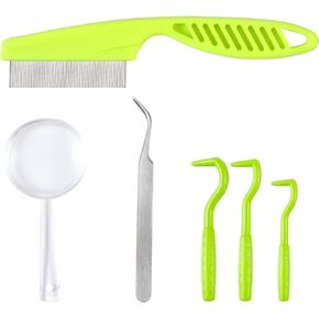 6pcs Tick Removal Tool, Tick Remover for Dogs Cats and Humans Convenient Tick Remover Plastic with Tweezers Comb and Magnifying Glass