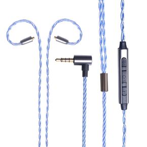 okcsc Earphone Upgrade Cable,MMCX Earbuds Replacement Cord,4 Cores Gold-Plated Plug Earphones Audio Adapter for Shure SE215 SE315 SE535 (MMCX,Black,Mic)