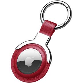 Leather Protective Case for AirTags, AirTags Loop Holder Airtag Keyring Cases Air Tags Protective Cover Airtag Key Chain Loop Holders for Luggage Dog Cat Pet Collar (Black)