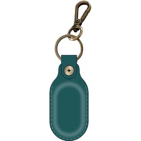 Leather Galaxy SmartTag2 Holder Keychain, Portable Handmade Genuine Leather Smart Tag2 Holder with Keyring Full Coverage Smart Tag2 Protective Case Cover Compatible for SmartTag 2023