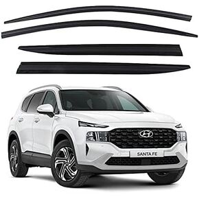 Safe Smoke Window Visor Sun Rain Vent Guard 4 Pcs Set Out Channel Visor Compatible with Hyundai Santa Fe (Santa Fe 2013~2018 Smoke)